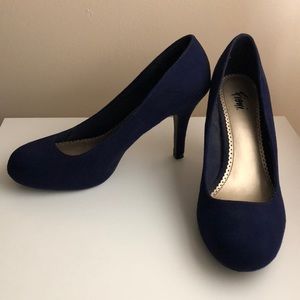 Navy Faux Suede Heels
